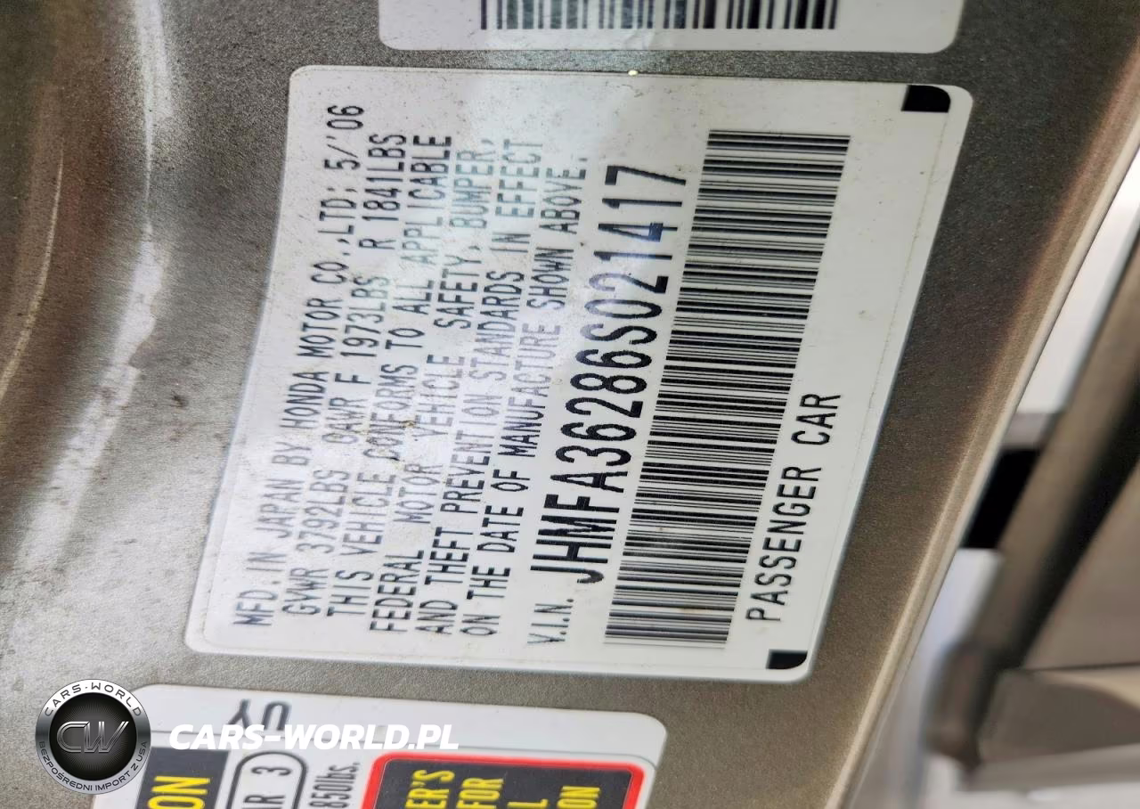 2006 Honda Civic Hybrid VIN:JHMFA36286S021417 - 12