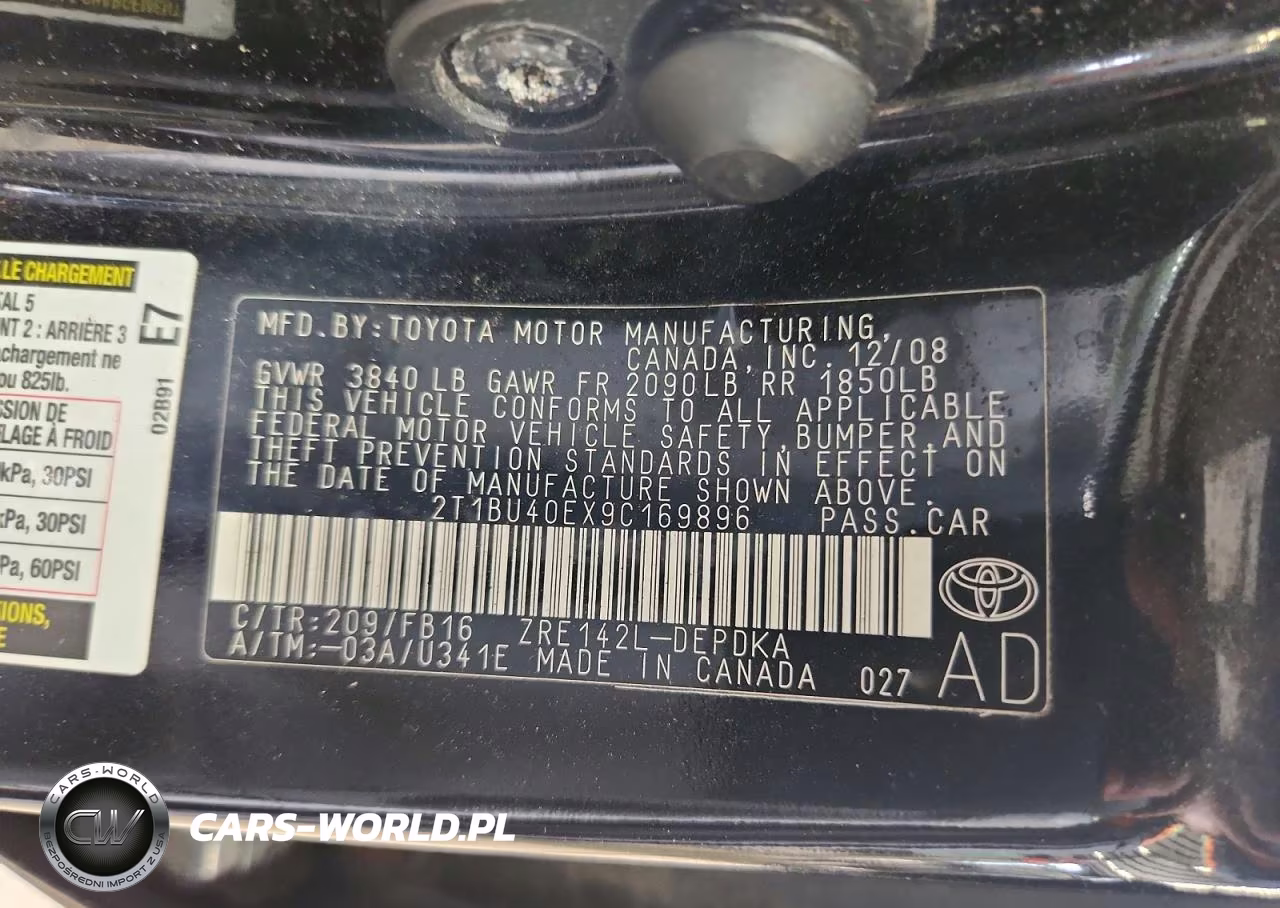 2009 Toyota Corolla Base VIN:2T1BU40EX9C169896 - 12