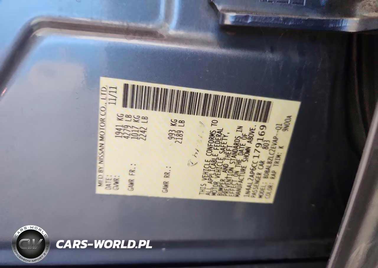 2012 Nissan Altima 2.5 VIN:1N4AL2AP6CC179169 - 12