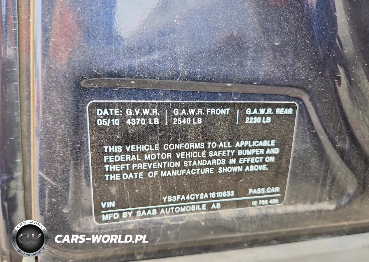 2010 Saab 9-3 2.0T VIN:YS3FA4CY2A1610633 - 12