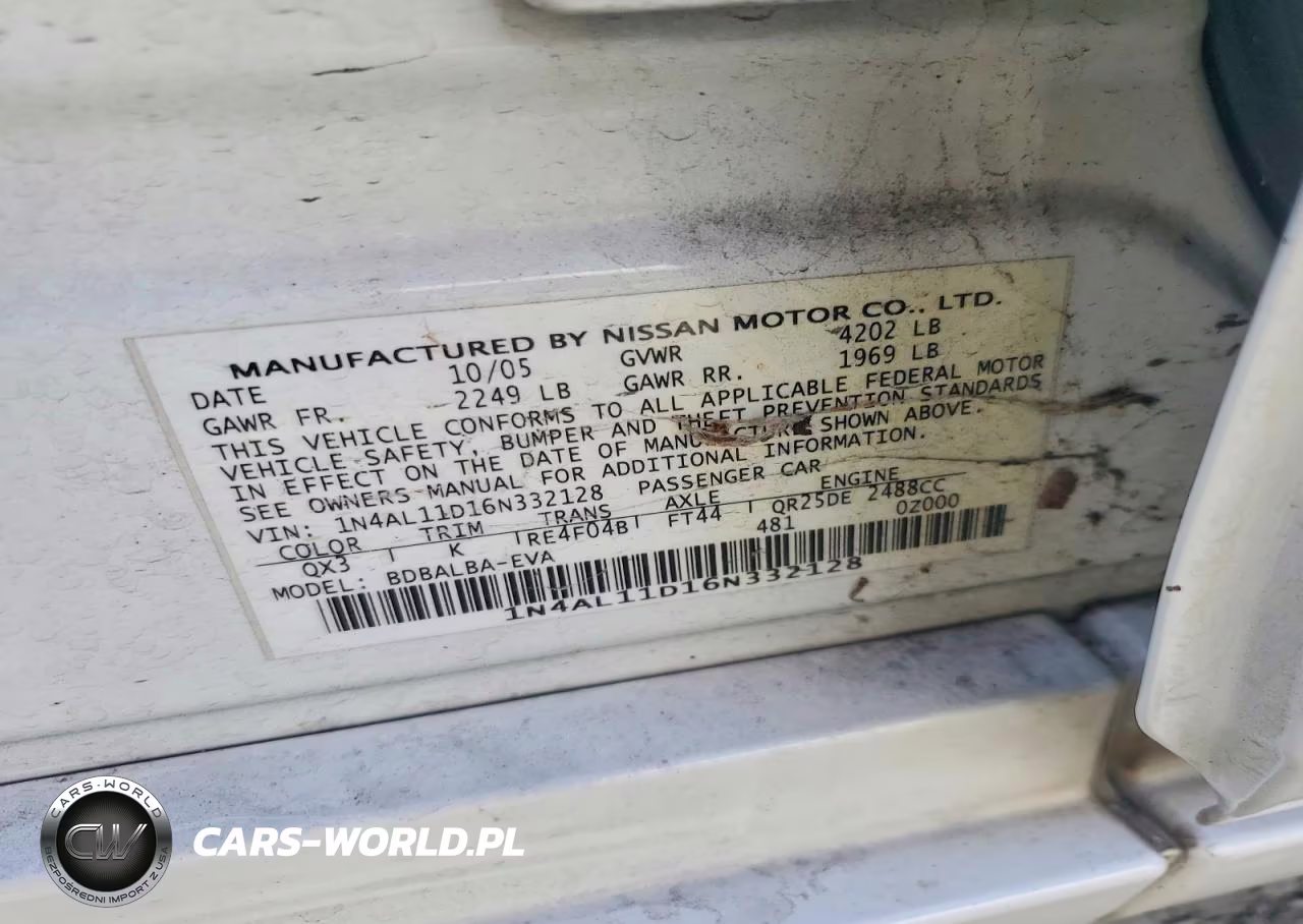 2006 Nissan Altima 2.5 VIN:1N4AL11D16N332128 - 12