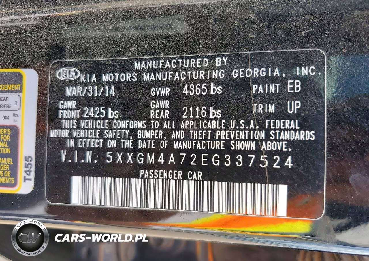 2014 Kia Optima Lx VIN:5XXGM4A72EG337524 - 12