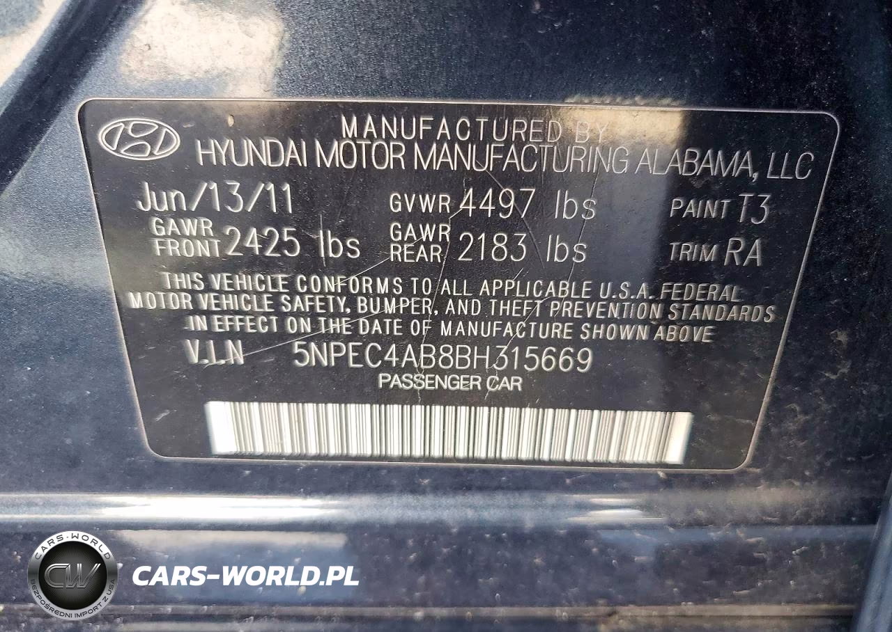 2011 Hyundai Sonata Se 2.0T VIN:5NPEC4AB8BH315669 - 12