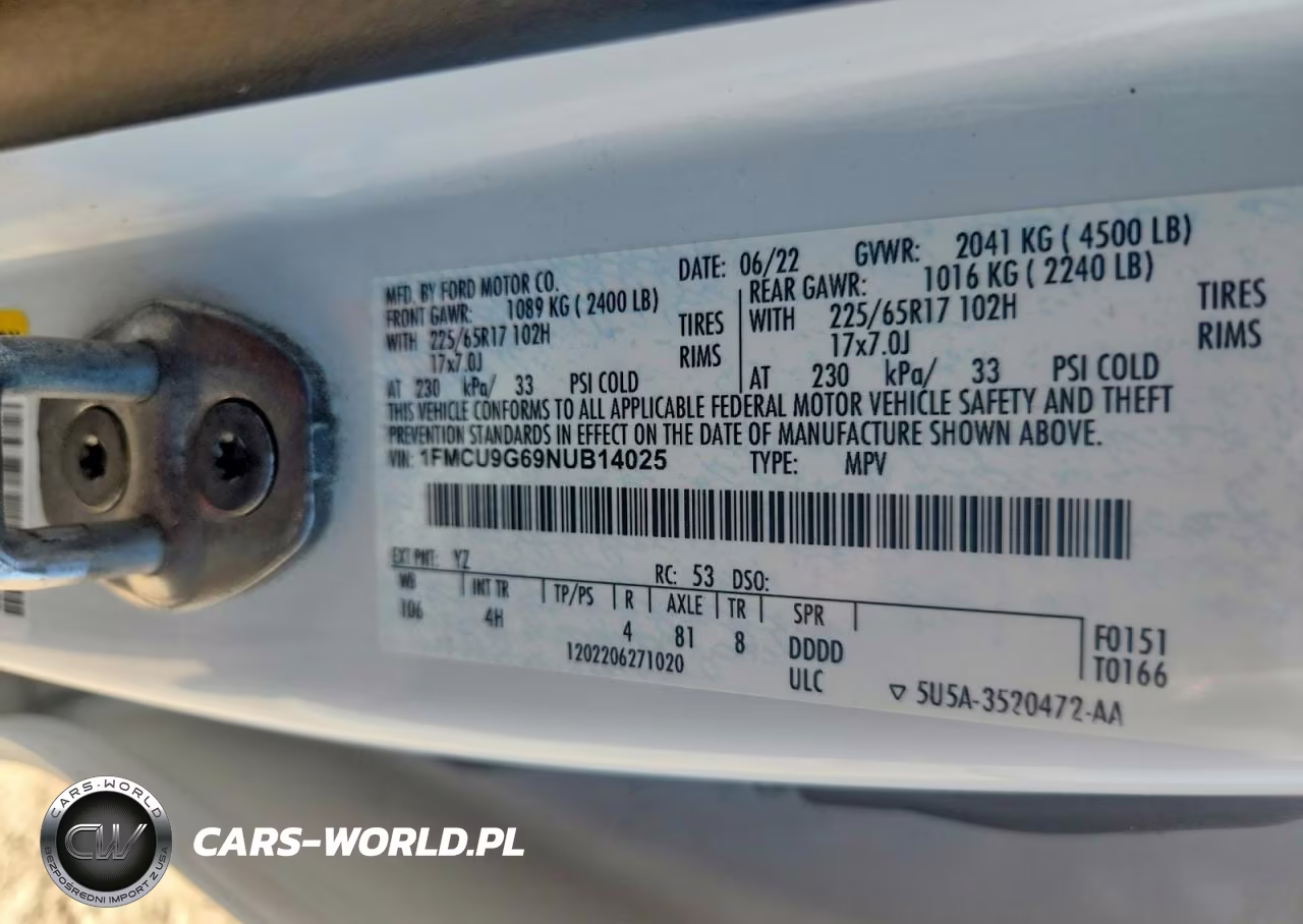 2022 Ford Escape Se VIN:1FMCU9G69NUB14025 - 14