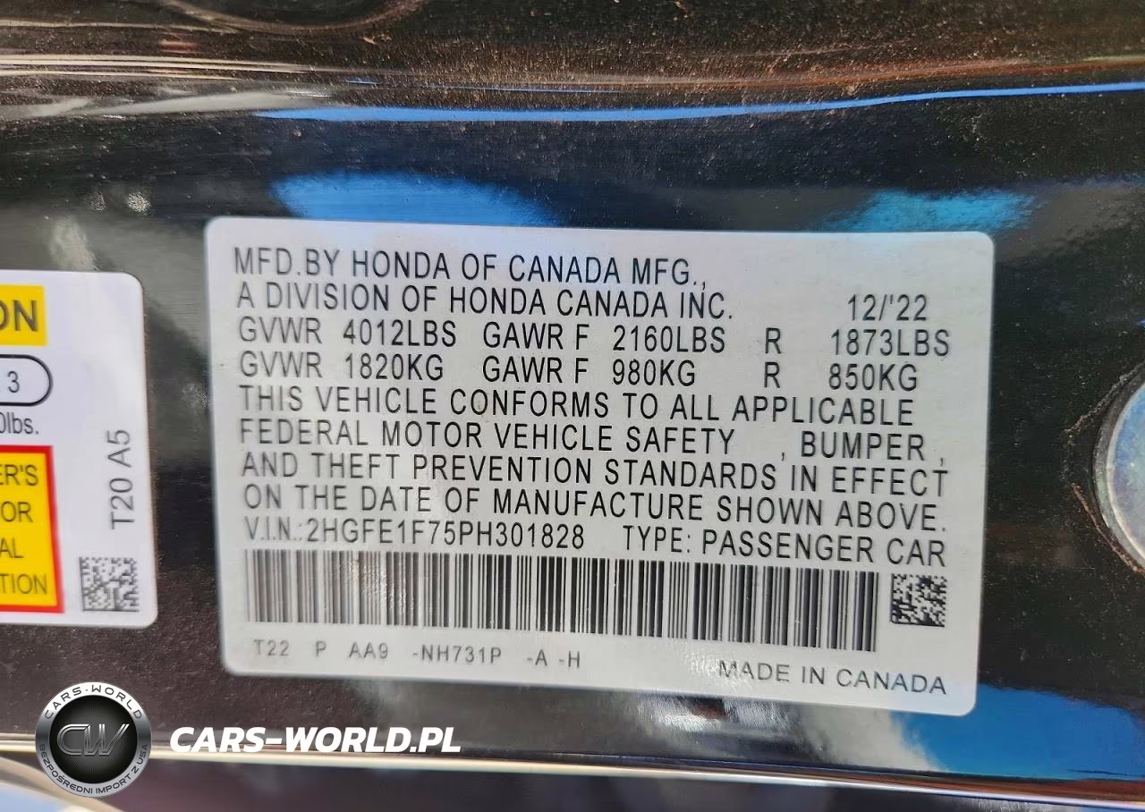 2023 Honda Civic Ex VIN:2HGFE1F75PH301828 - 12