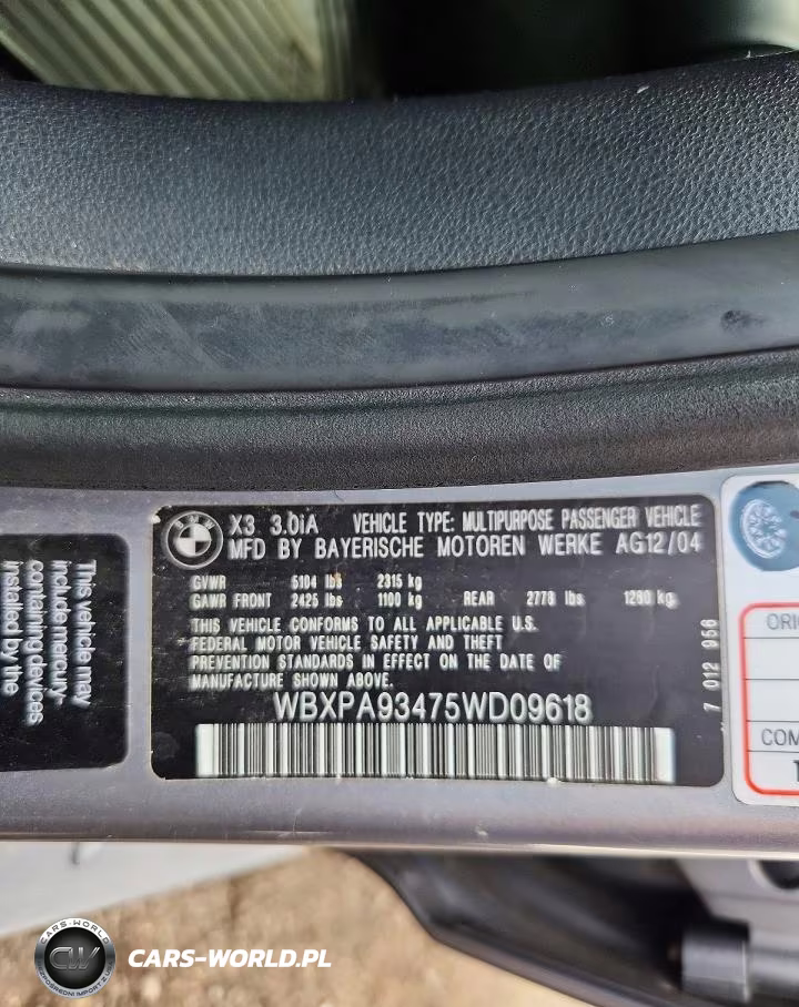 2005 BMW X3 3.0I VIN:WBXPA93475WD09618 - 13