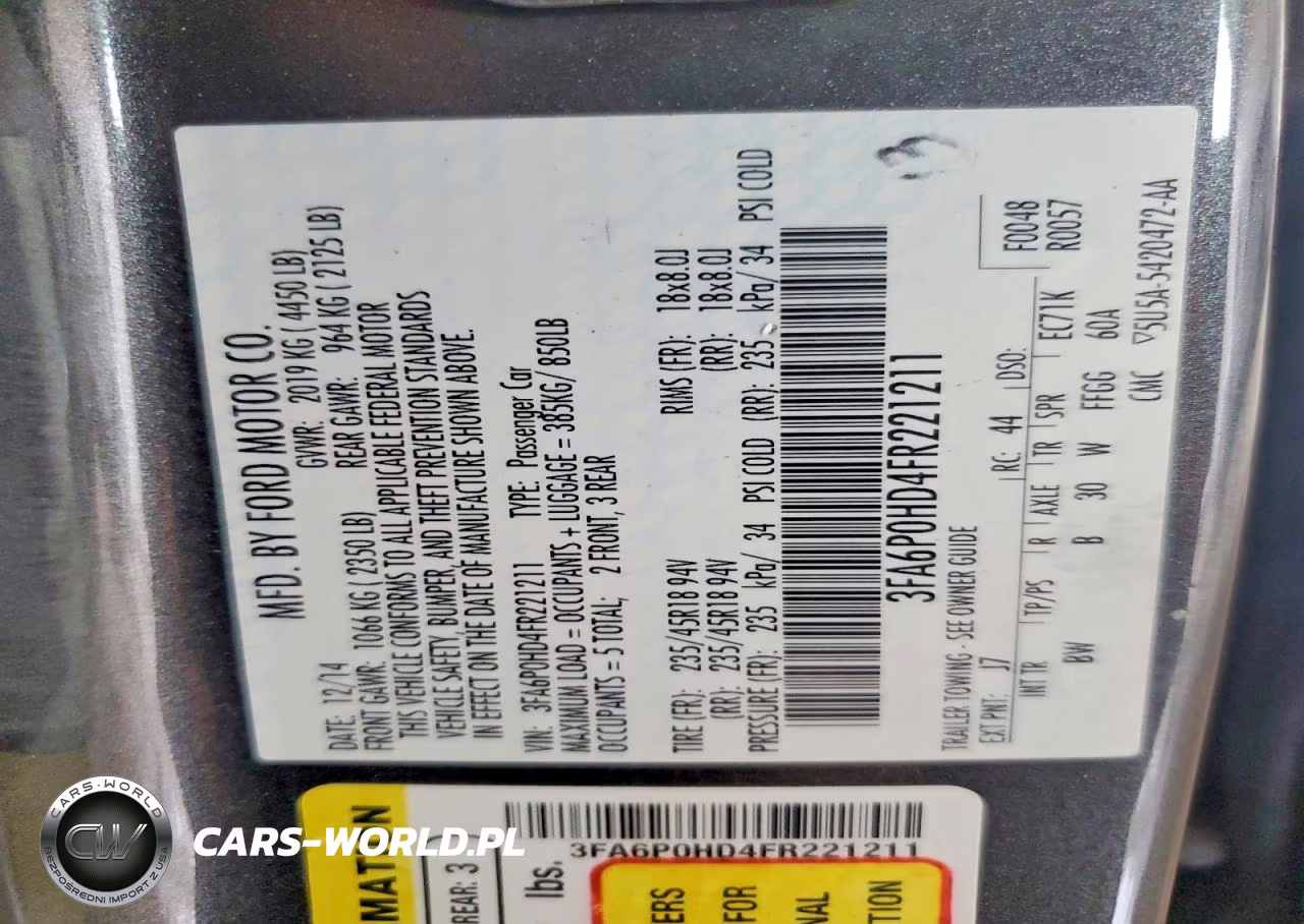 2015 Ford Fusion Se VIN:3FA6P0HD4FR221211 - 12