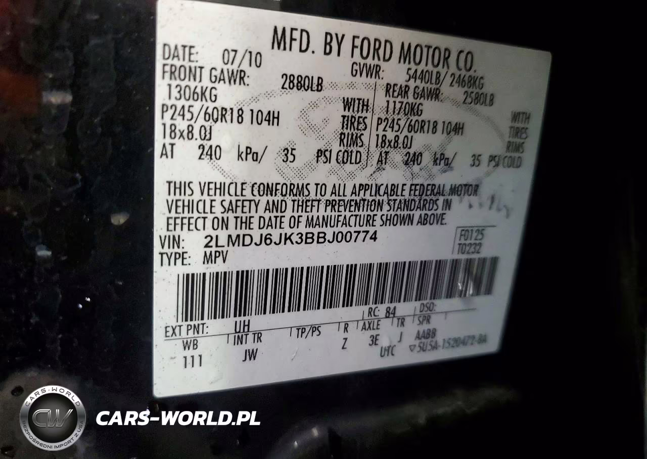 2011 Lincoln Mkx VIN:2LMDJ6JK3BBJ00774 - 12
