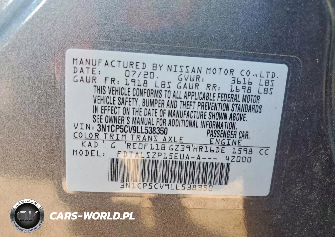 2020 Nissan Kicks Sv VIN:3N1CP5CV9LL538350 - 14