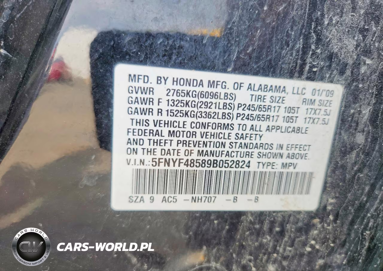 2009 Honda Pilot Exl VIN:5FNYF48589B052824 - 13