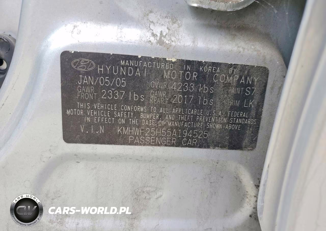 2005 Hyundai Sonata Gl VIN:KMHWF25H55A194525 - 12