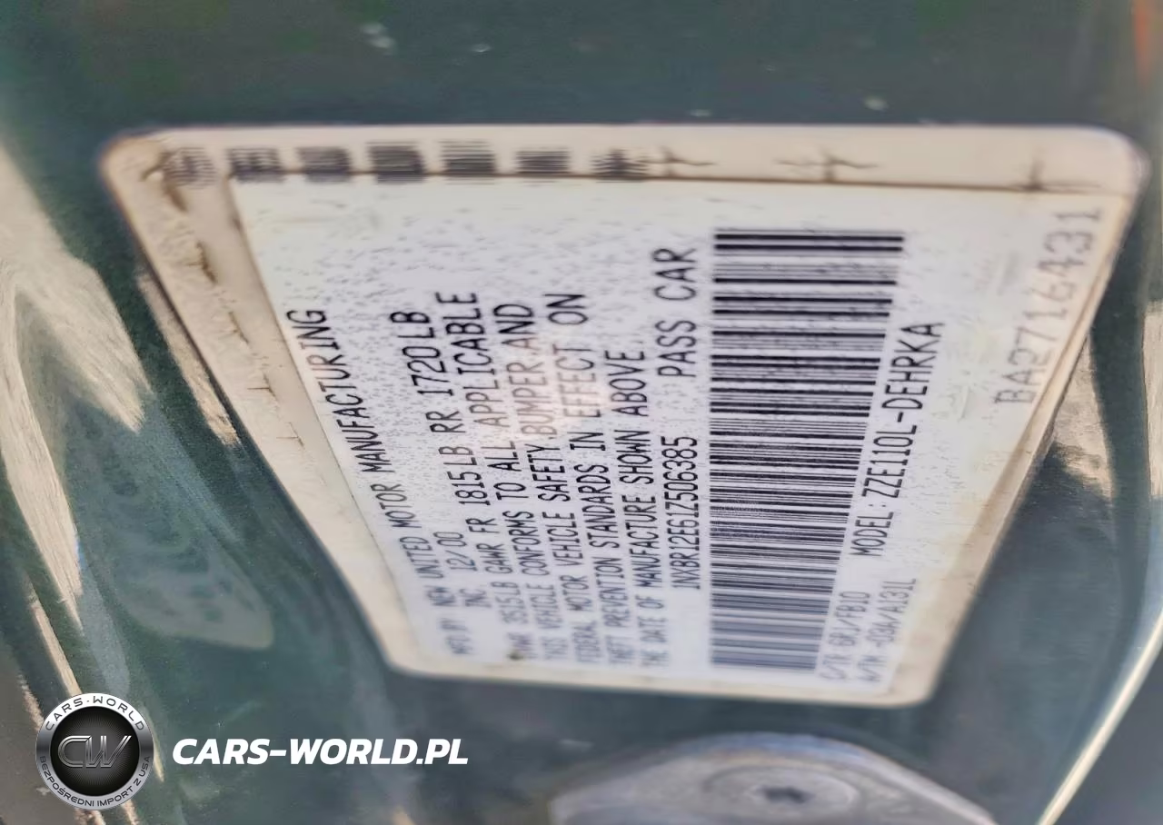 2001 Toyota Corolla Ce VIN:1NXBR12E61Z506385 - 12