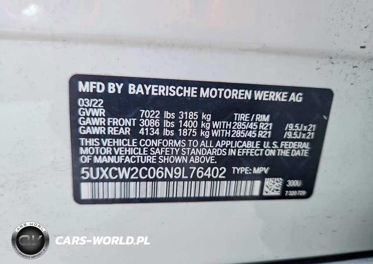 2022 BMW X7 xDrive40I VIN:5UXCW2C06N9L76402 - 12