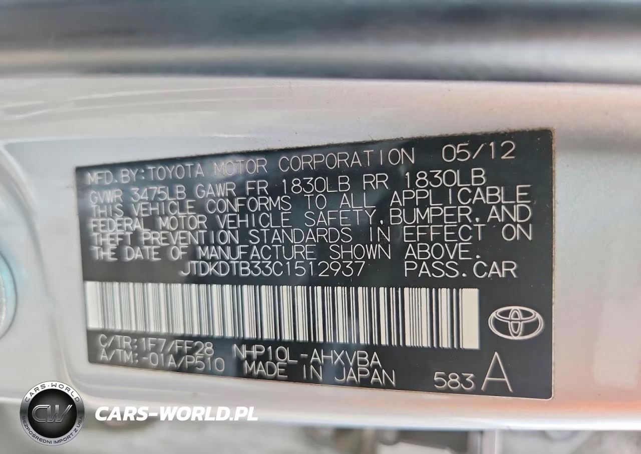 2012 Toyota Prius C Two VIN:JTDKDTB33C1512937 - 12