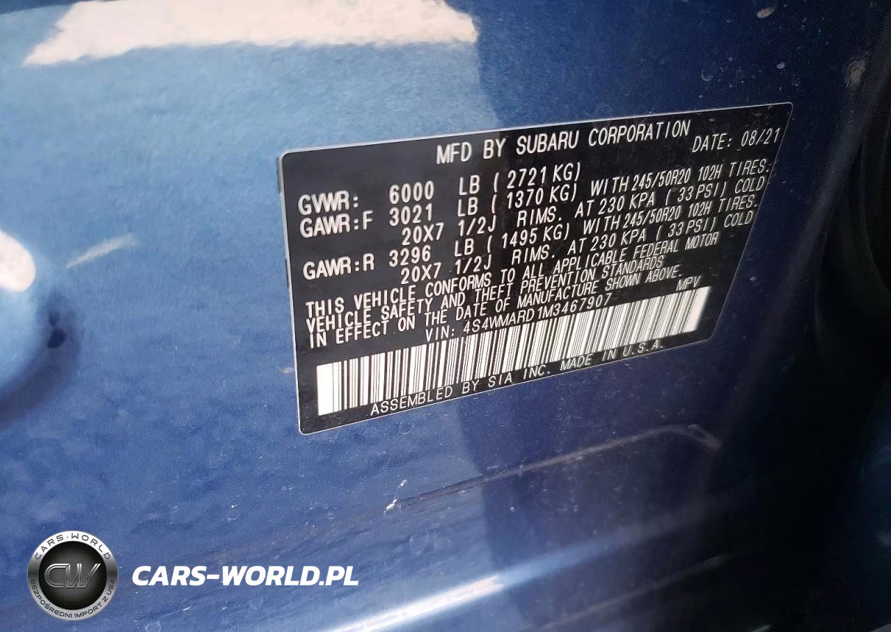 2021 Subaru Ascent Touring VIN:4S4WMARD1M3467907 - 14