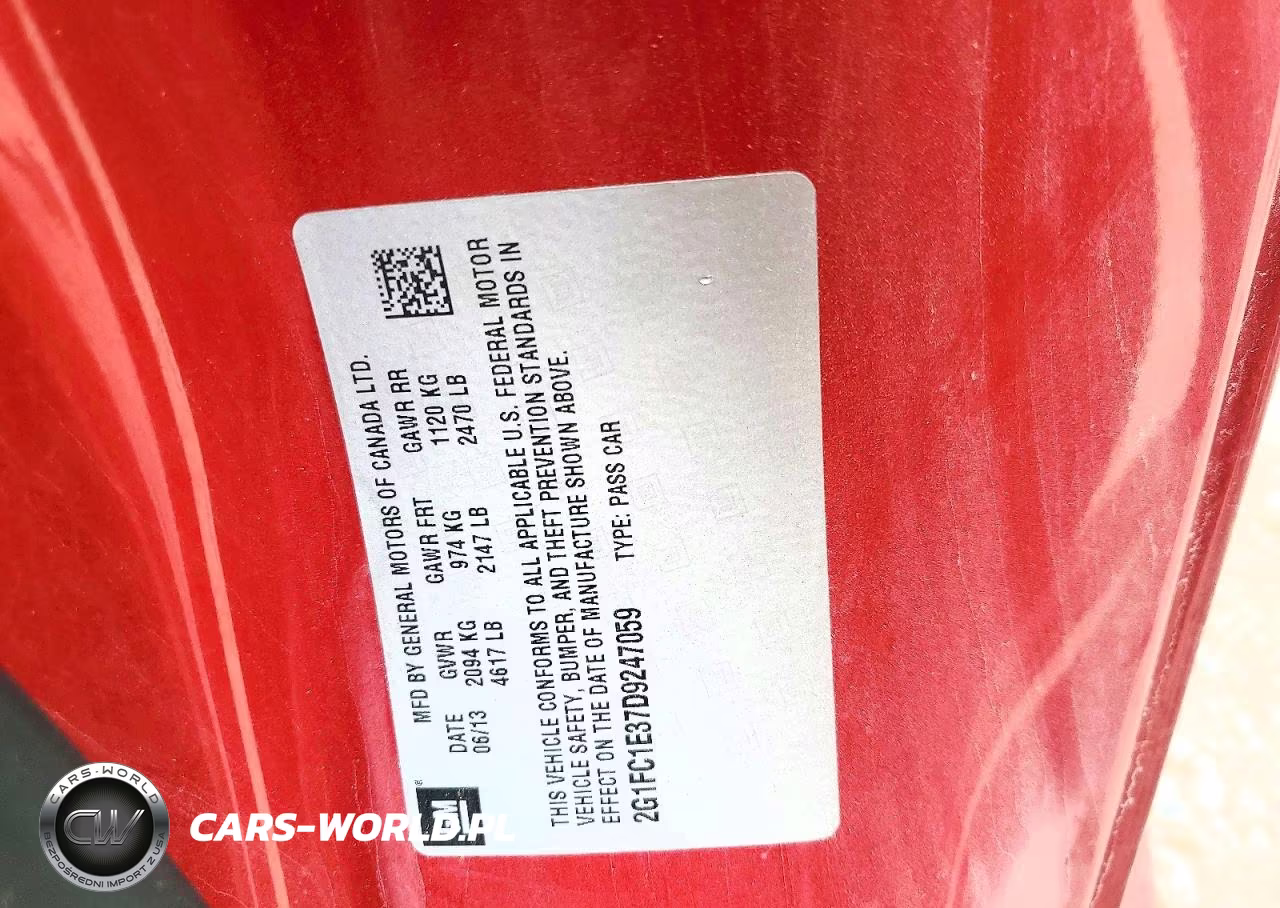 2013 Chevrolet Camaro Lt VIN:2G1FC1E37D9247059 - 12
