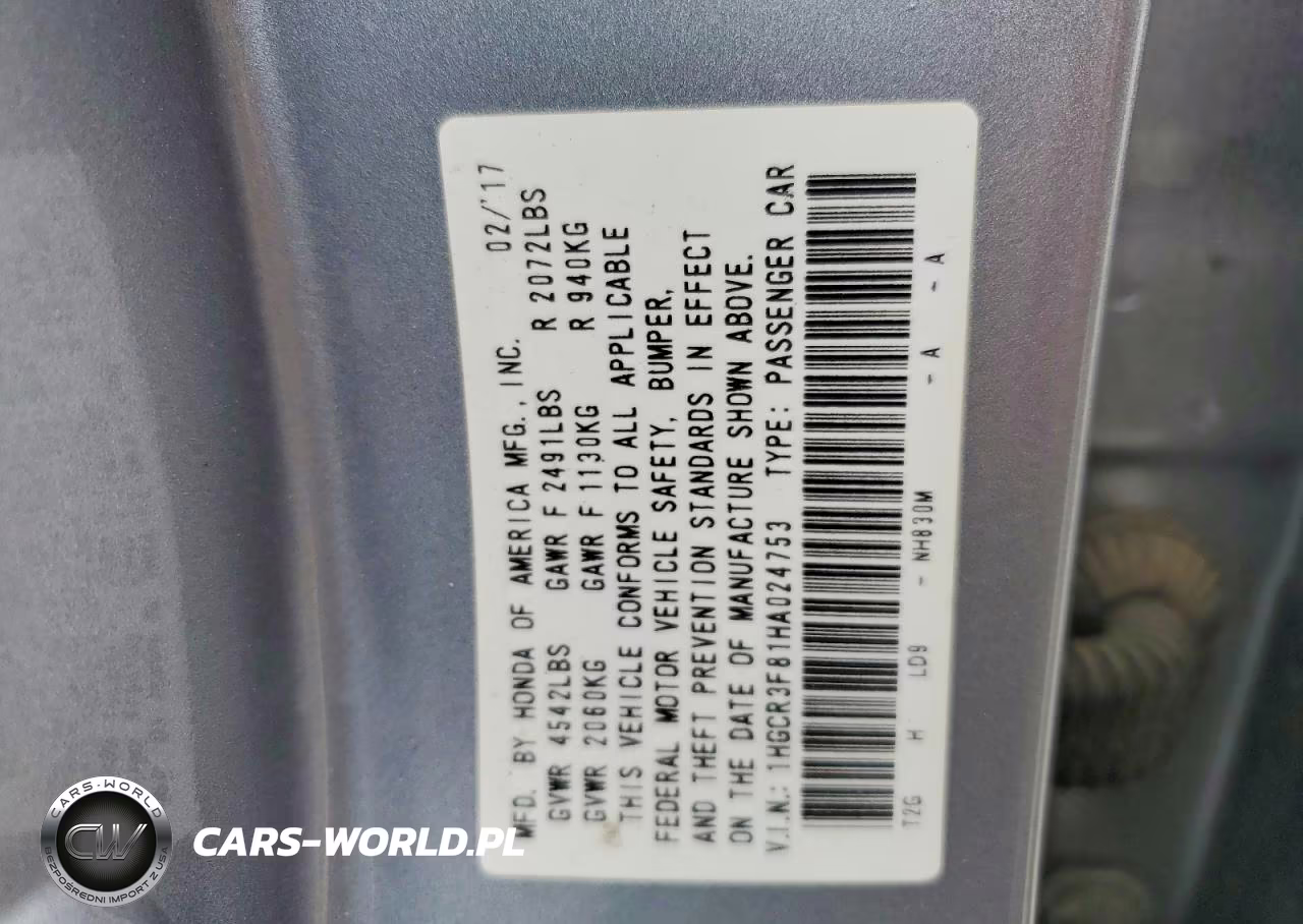 2017 Honda Accord Exl VIN:1HGCR3F81HA024753 - 12
