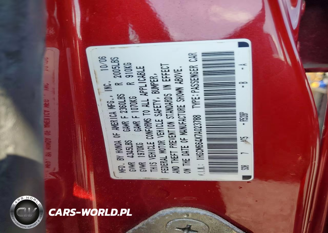 2007 Honda Accord Se VIN:1HGCM664X7A023788 - 12