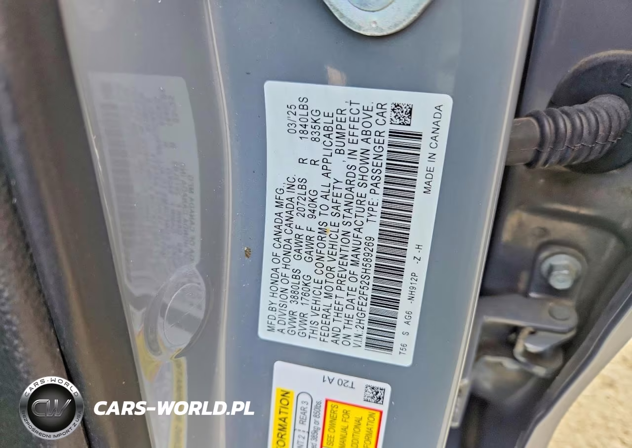2025 Honda Civic Sport VIN:2HGFE2F52SH589269 - 12