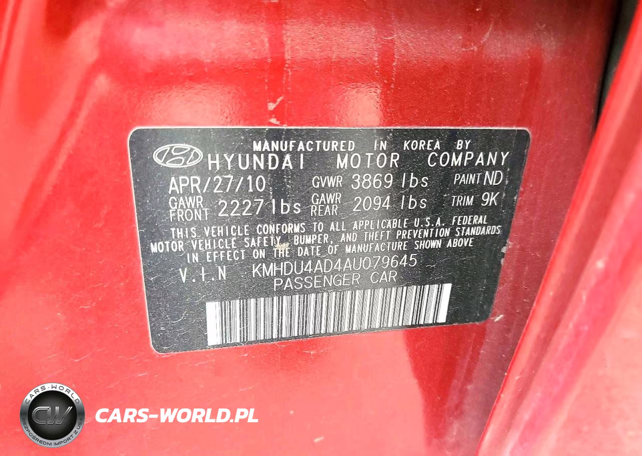 2010 Hyundai Elantra Gls VIN:KMHDU4AD4AU079645 - 13