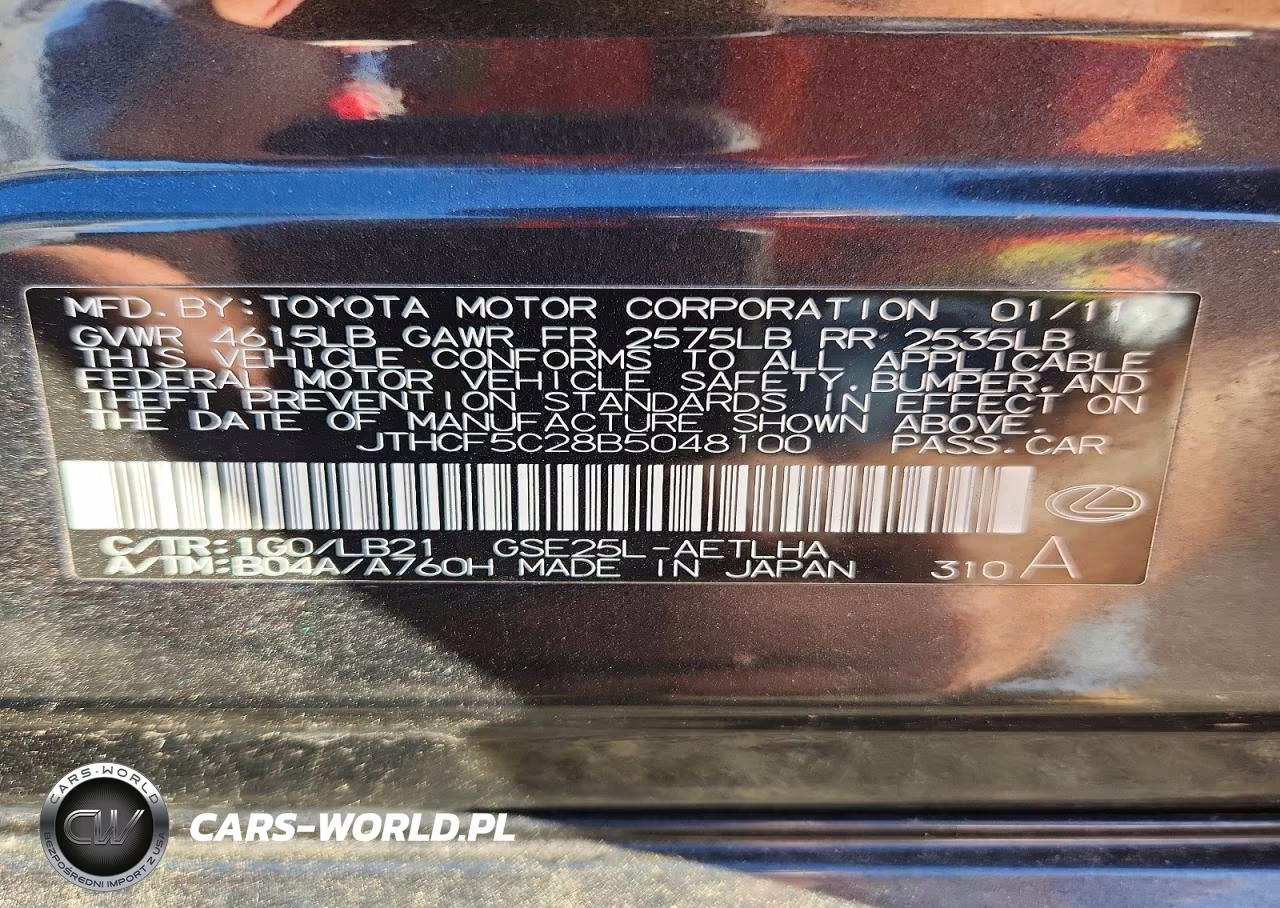2011 Lexus Is 250 VIN:JTHCF5C28B5048100 - 13