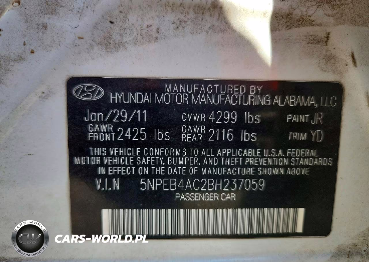 2011 Hyundai Sonata Gls VIN:5NPEB4AC2BH237059 - 12