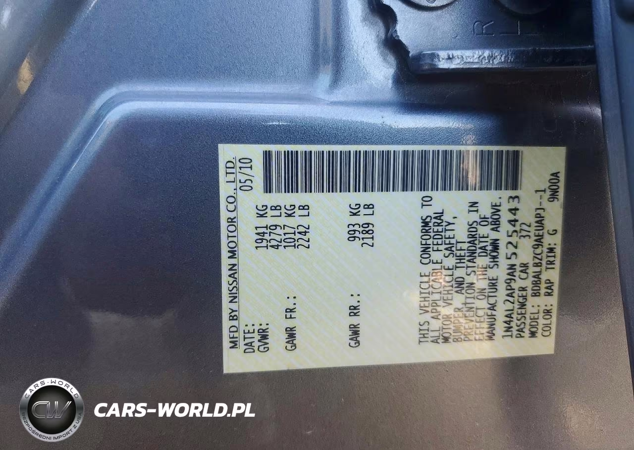 2010 Nissan Altima 2.5 VIN:1N4AL2AP9AN525443 - 12