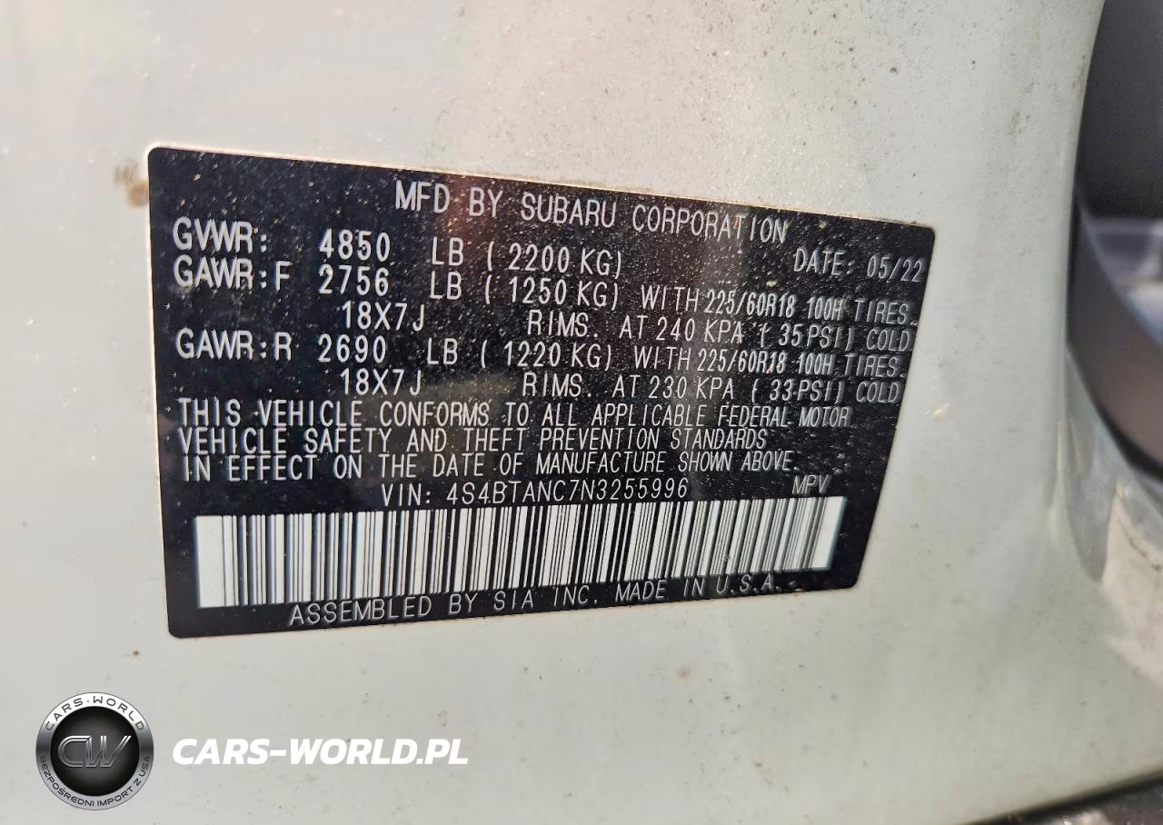 2022 Subaru Outback Limited VIN:4S4BTANC7N3255996 - 13
