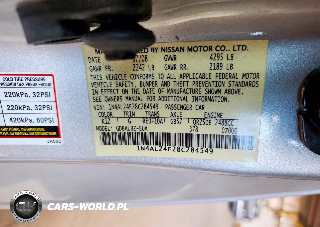 2008 Nissan Altima 2.5 S VIN:1N4AL24E28C284549 - 12
