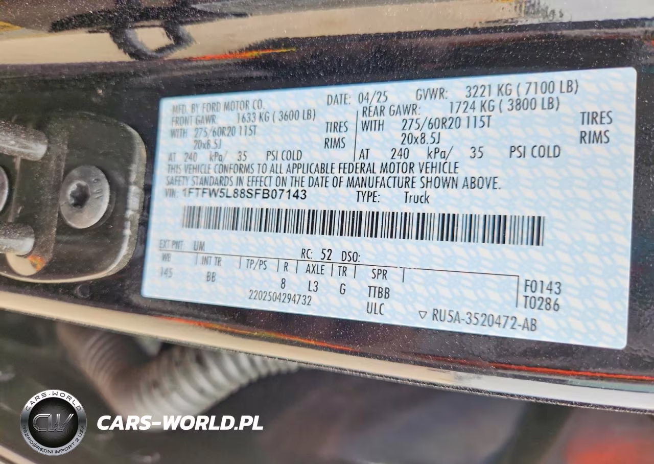 2025 Ford F150 Lariat VIN:1FTFW5L88SFB07143 - 12