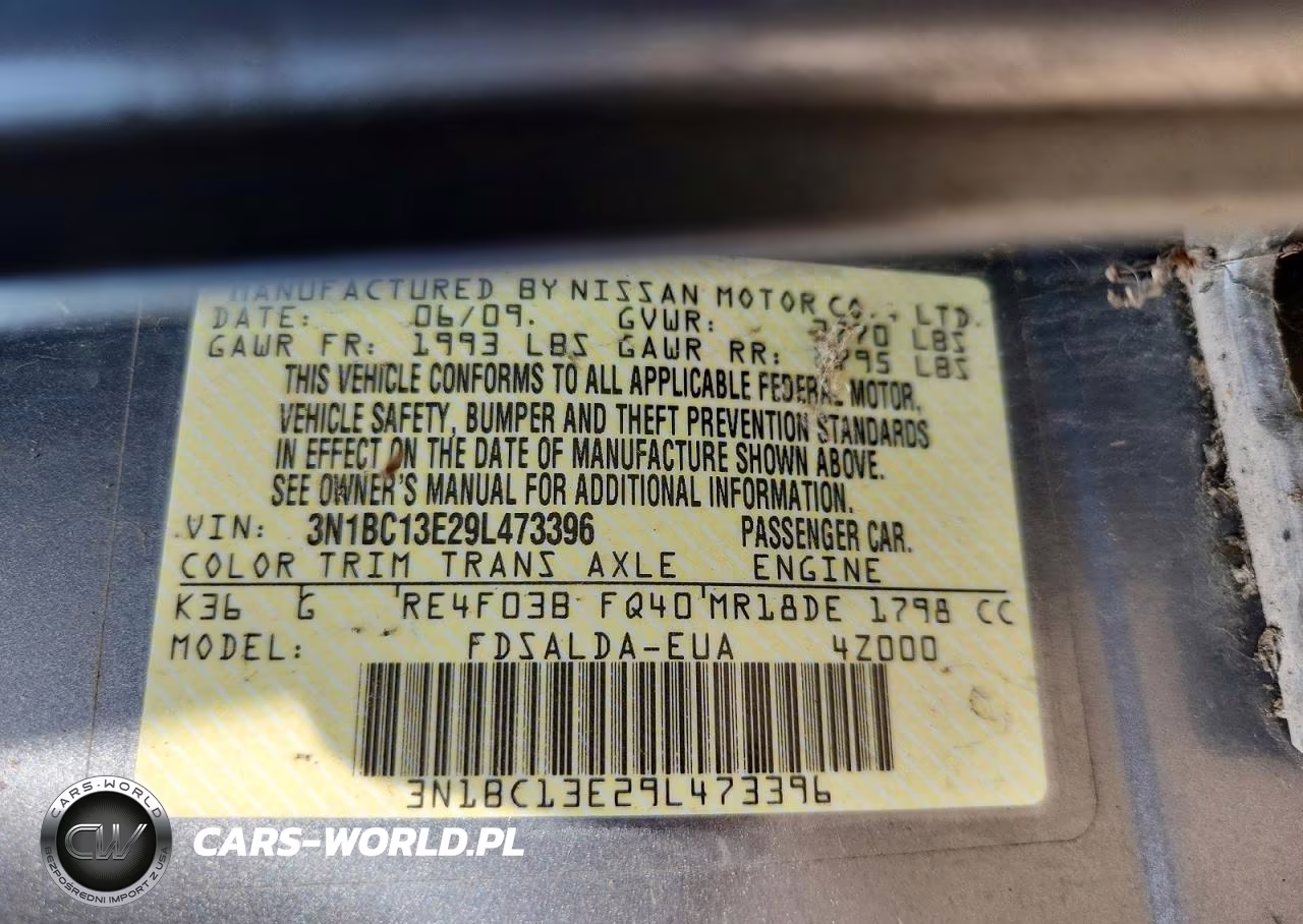 2009 Nissan Versa 1.8 S VIN:3N1BC13E29L473396 - 12