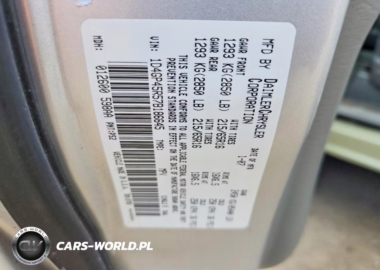 2007 Dodge Caravan Sxt VIN:1D4GP45R57B186645 - 13