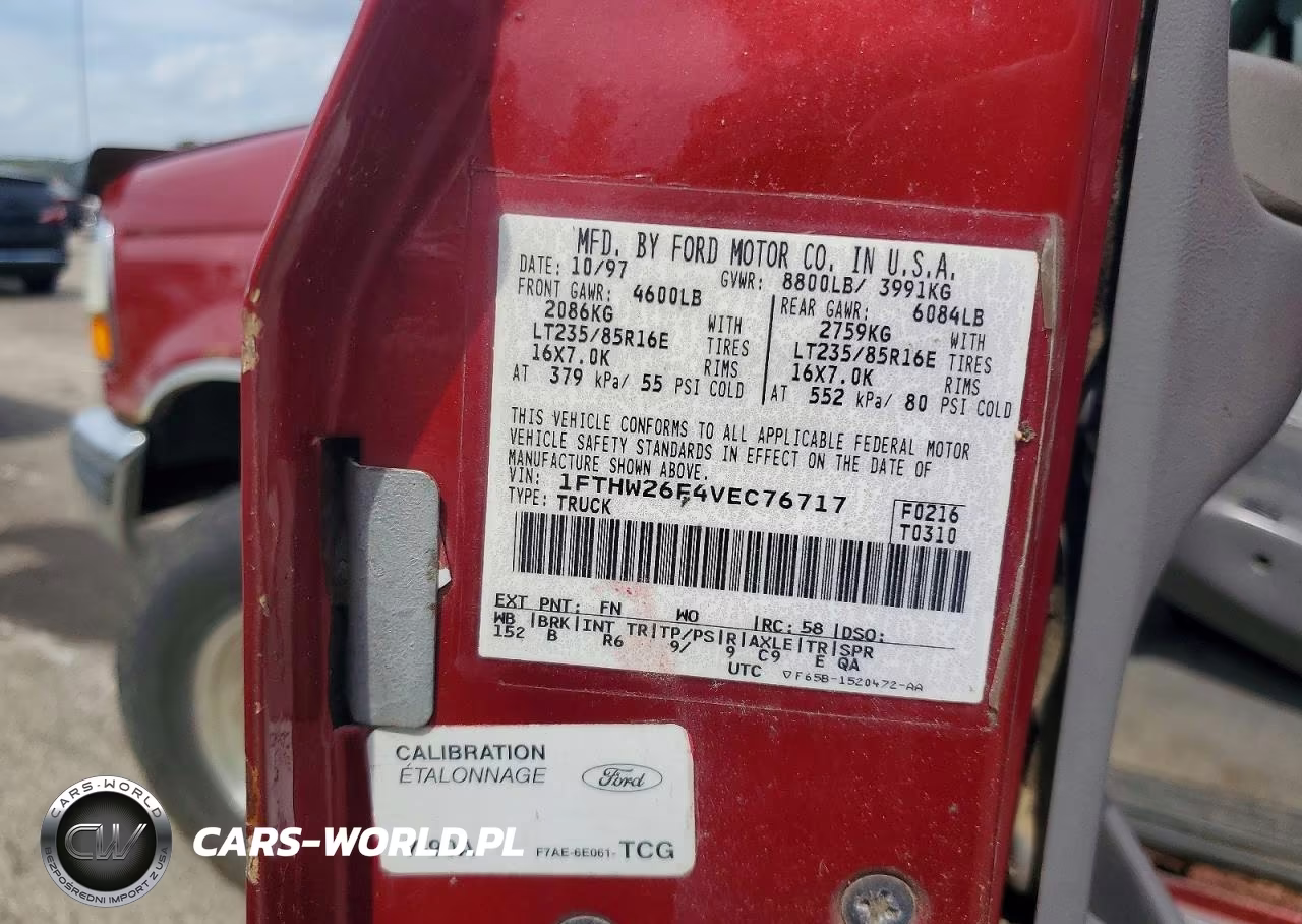 1997 Ford F250 VIN:1FTHW26F4VEC76717 - 12