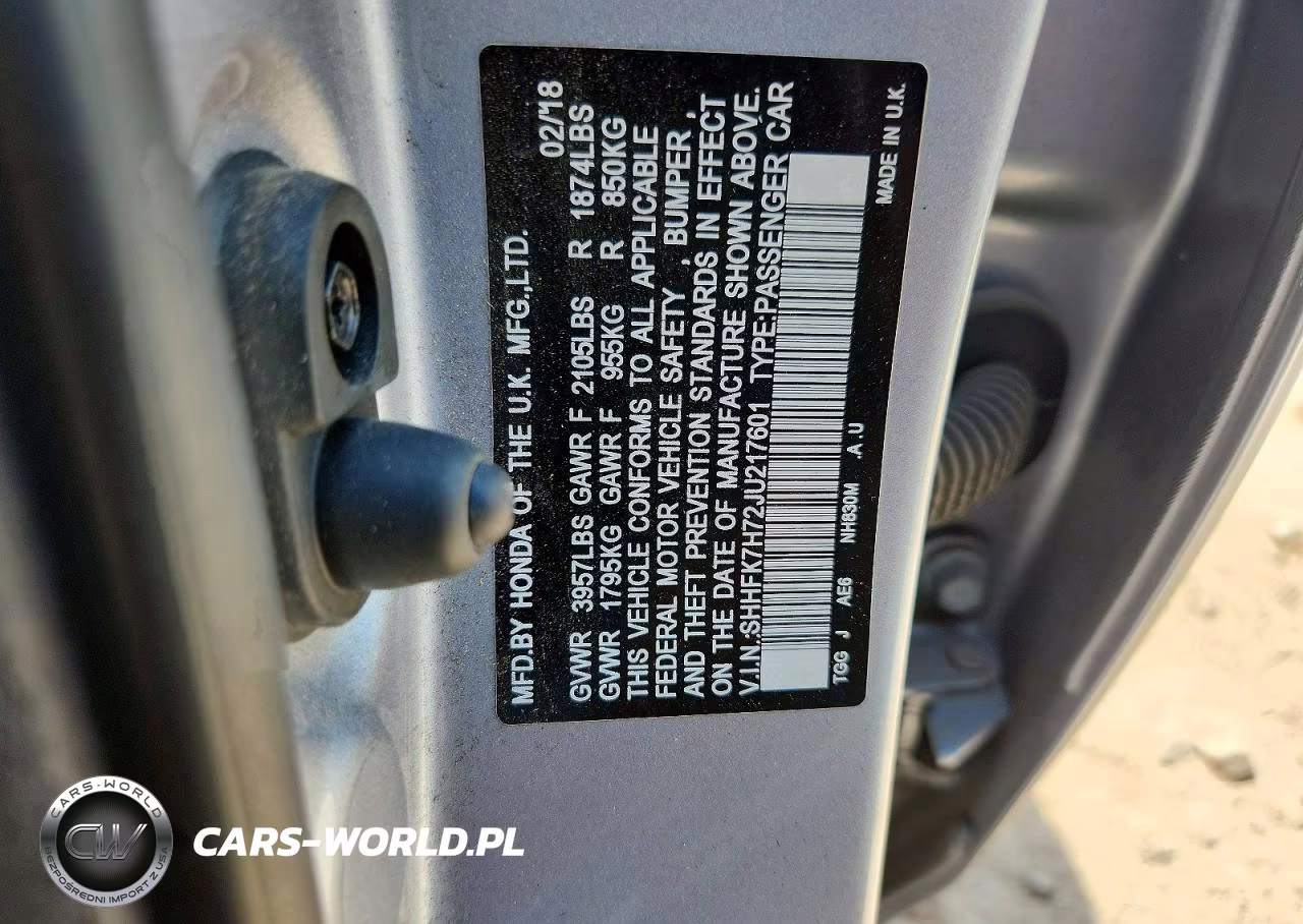 2018 Honda Civic Exl VIN:SHHFK7H72JU217601 - 12