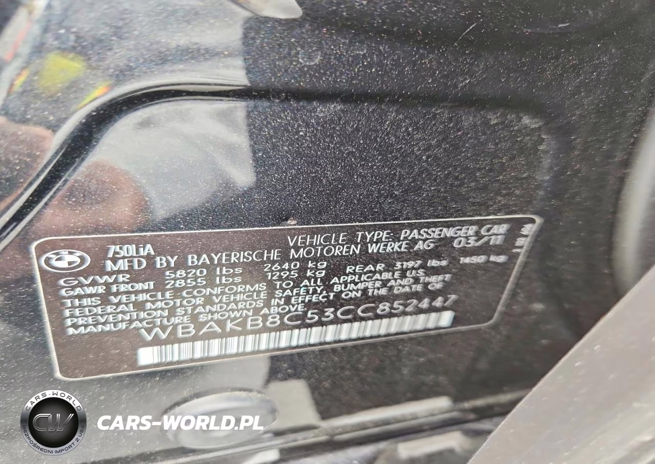 2012 BMW 750 Li VIN:WBAKB8C53CC852447 - 12