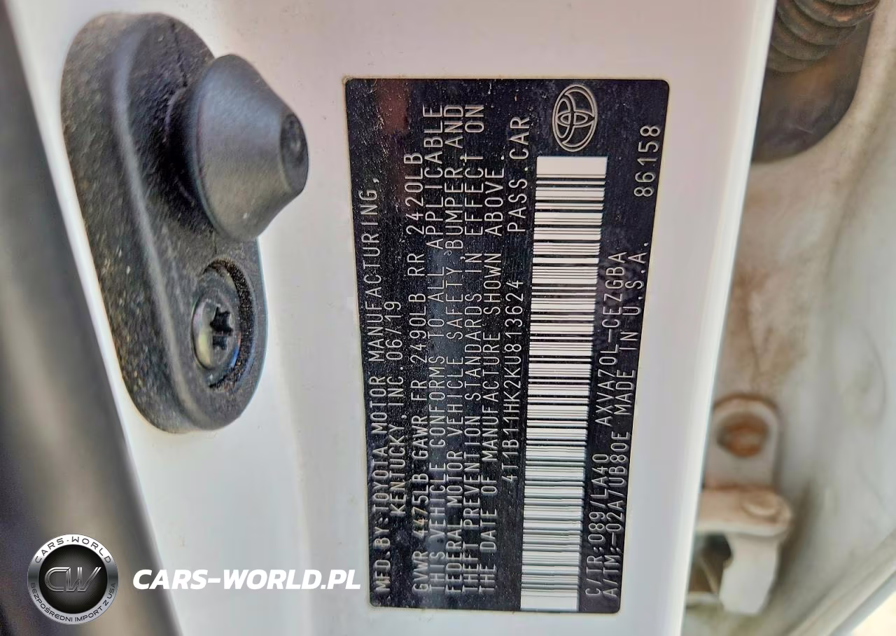 2019 Toyota Camry Xle VIN:4T1B11HK2KU813624 - 12