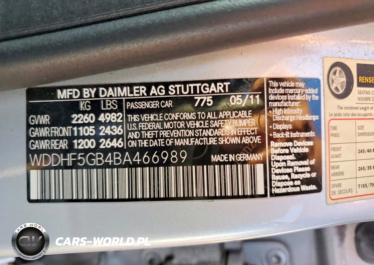 2011 Mercedes-Benz E 350 VIN:WDDHF5GB4BA466989 - 12
