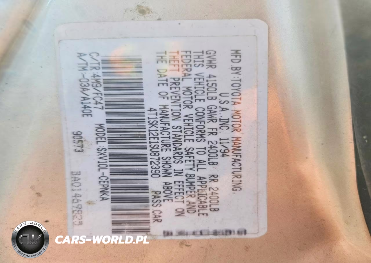 1995 Toyota Camry Le VIN:4T1SK12E1SU872390 - 12