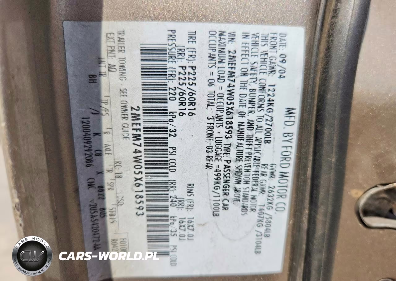 2005 Mercury Grand Marquis Gs VIN:2MEFM74W05X618593 - 12