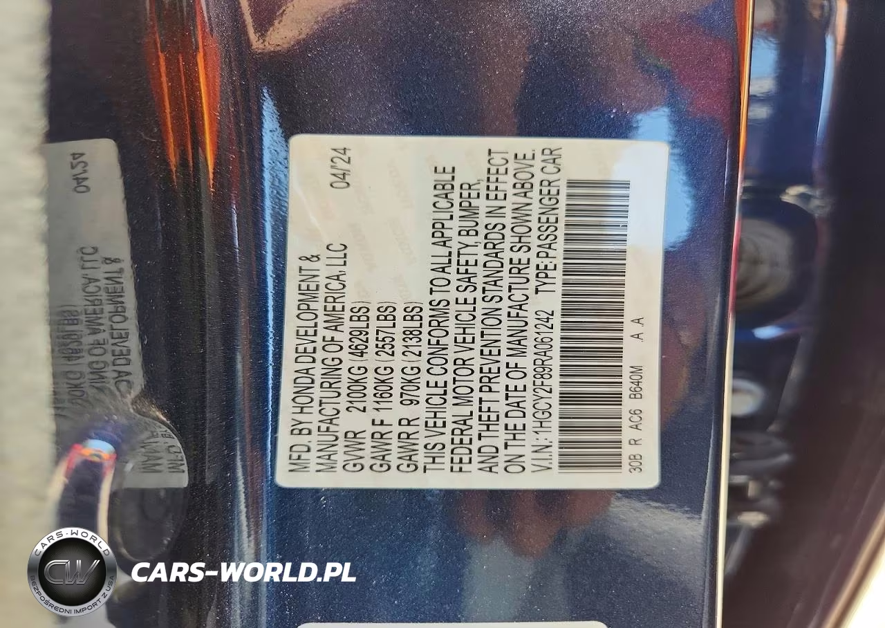 2024 Honda Accord Touring Hybrid VIN:1HGCY2F89RA061242 - 12