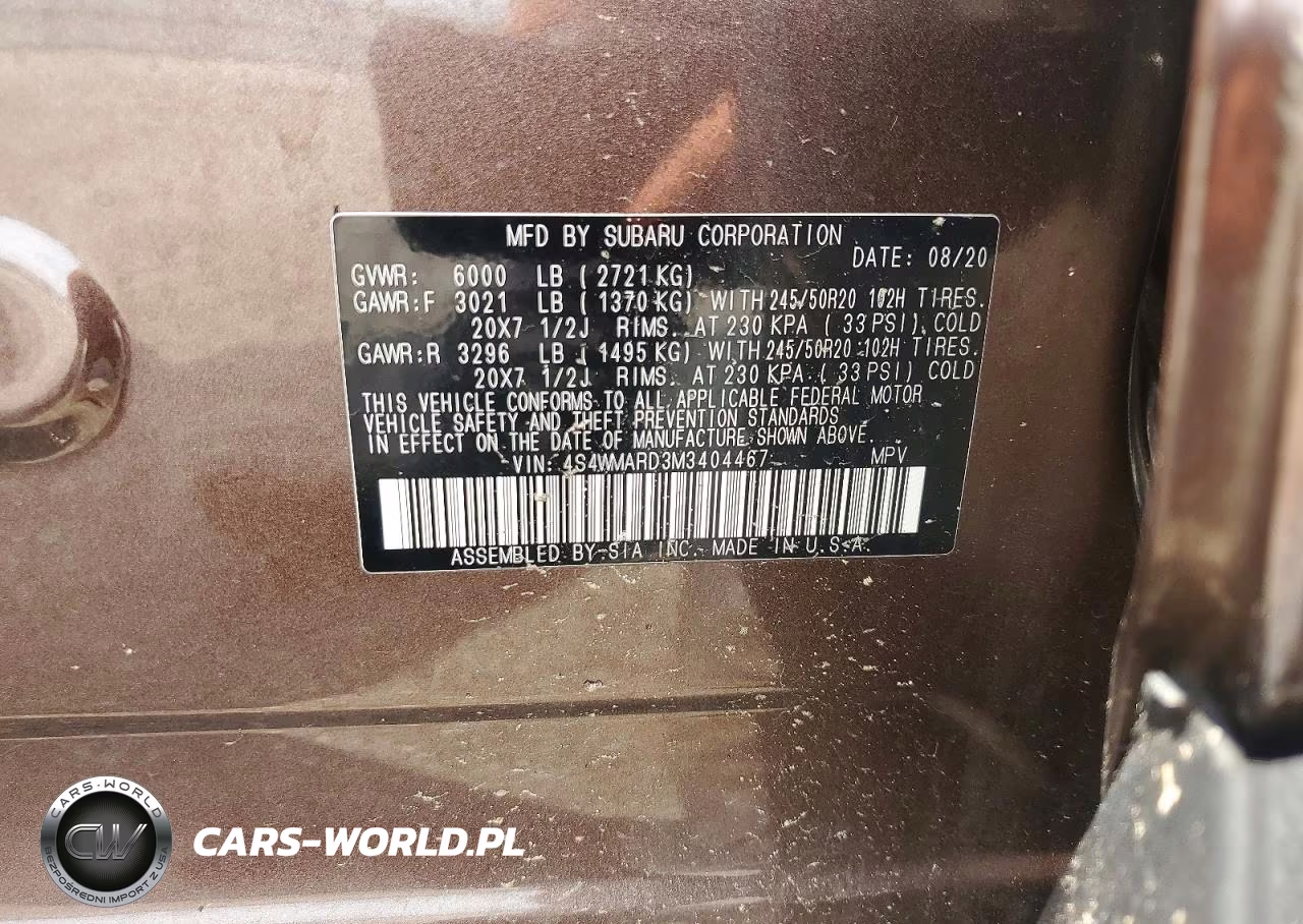 2021 Subaru Ascent Touring VIN:4S4WMARD3M3404467 - 13