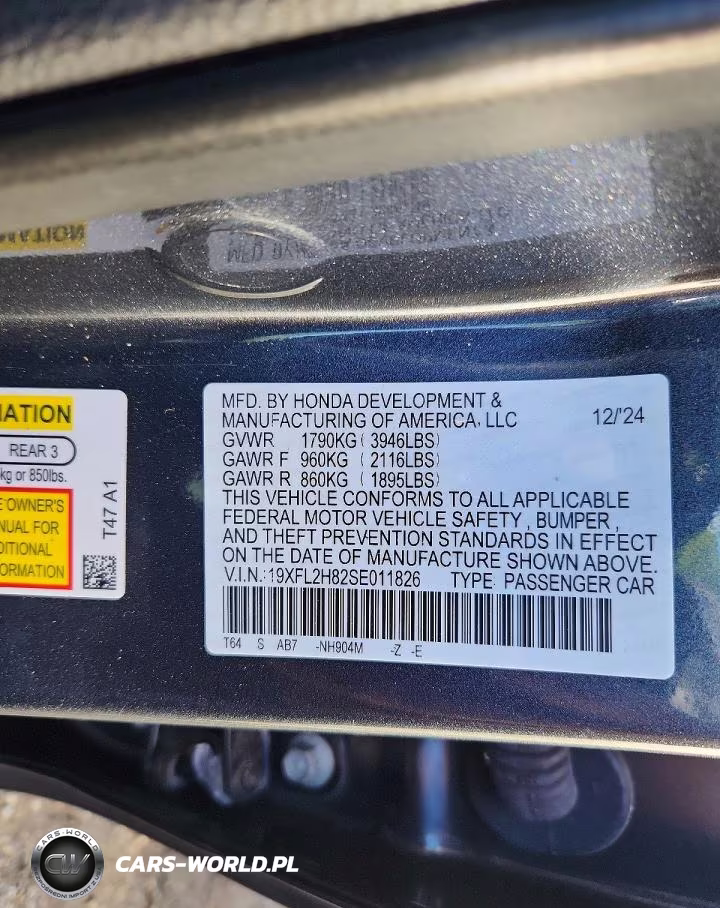 2025 Honda Civic Sport VIN:19XFL2H82SE011826 - 12