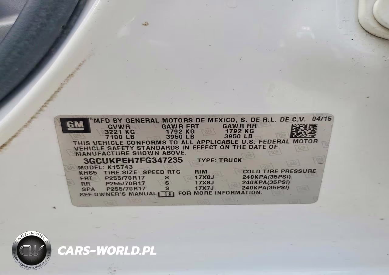 2015 Chevrolet Silverado K1500 VIN:3GCUKPEH7FG347235 - 12