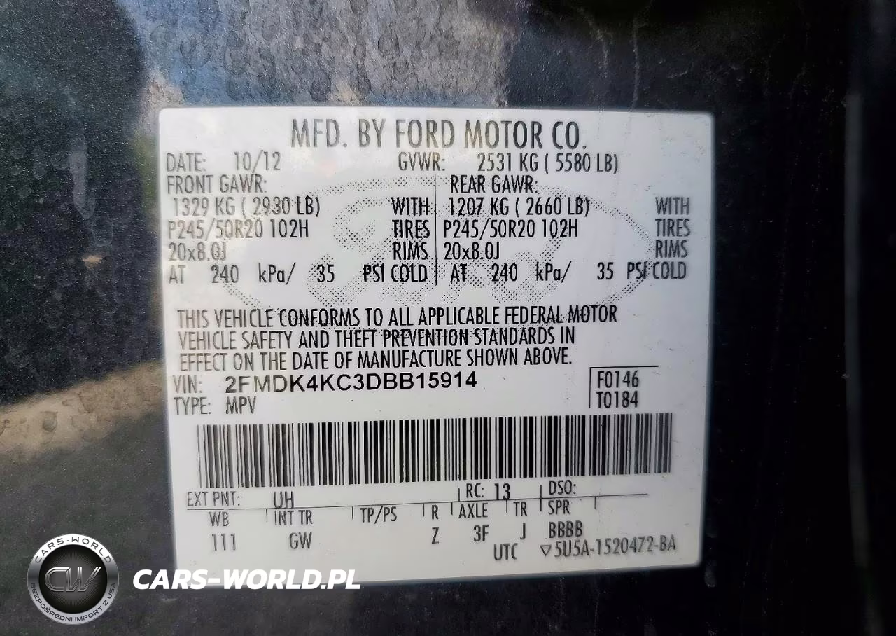 2013 Ford Edge Limited VIN:2FMDK4KC3DBB15914 - 13