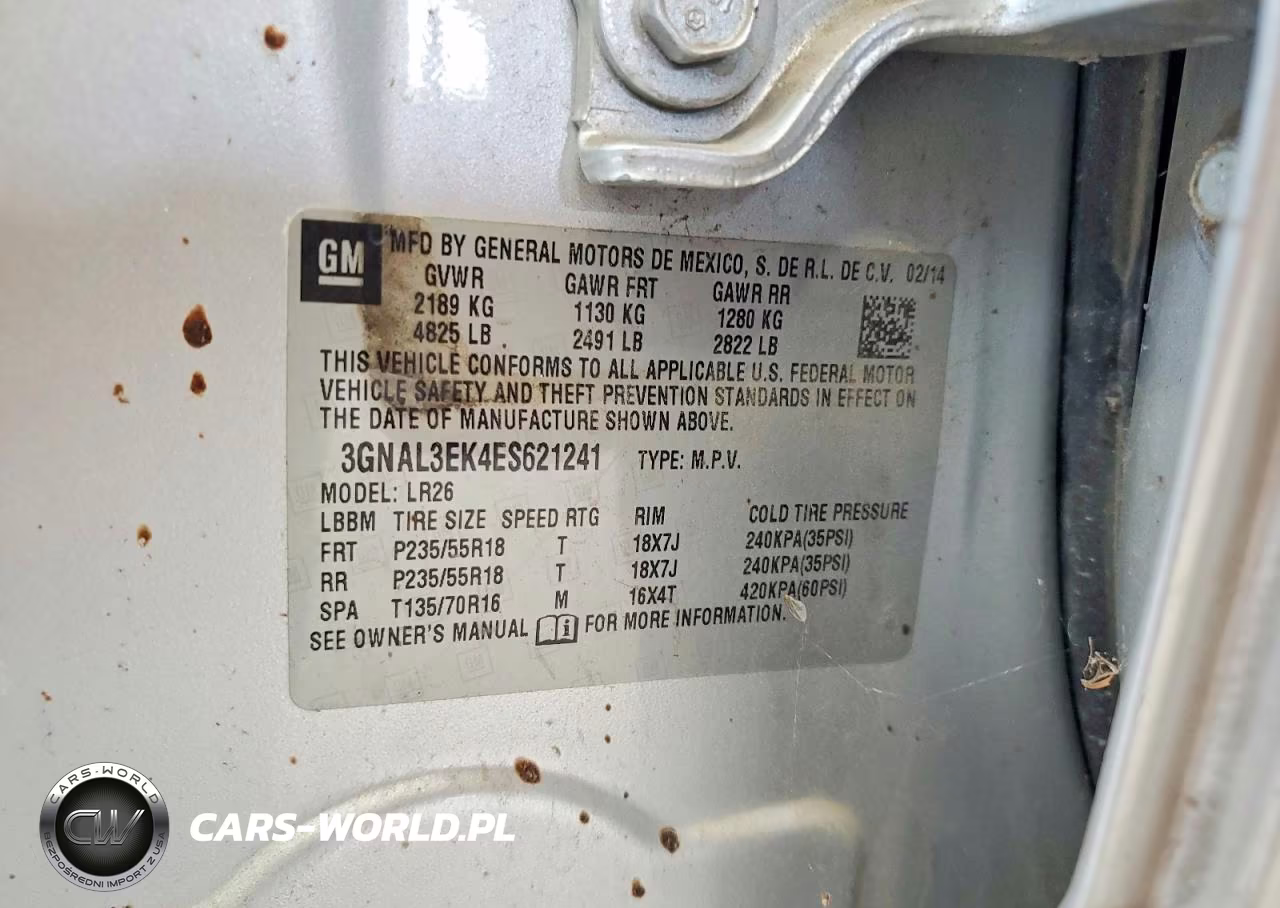 2014 Chevrolet Captiva Lt VIN:3GNAL3EK4ES621241 - 12