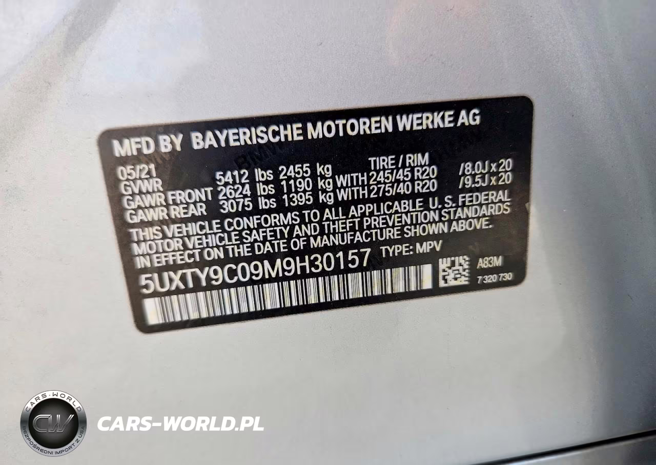 2021 BMW X3 xDrivem40I VIN:5UXTY9C09M9H30157 - 12