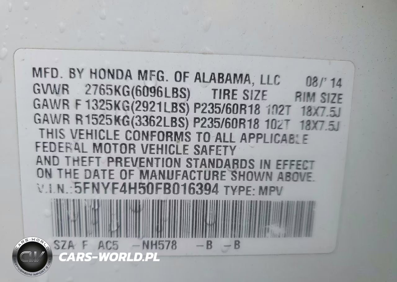 2015 Honda Pilot Exl VIN:5FNYF4H50FB016394 - 13