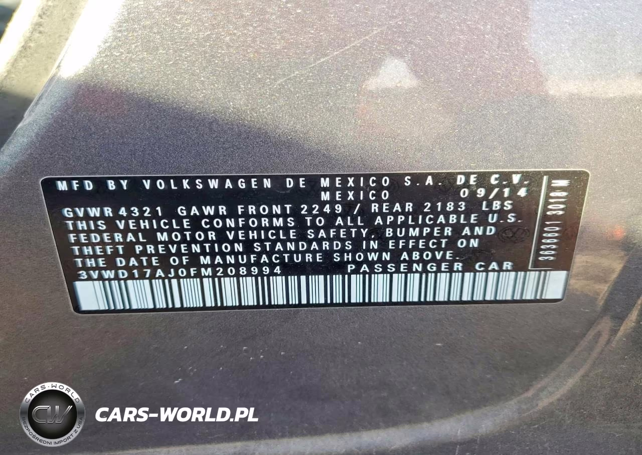2015 Volkswagen Jetta Se VIN:3VWD17AJ0FM208994 - 12