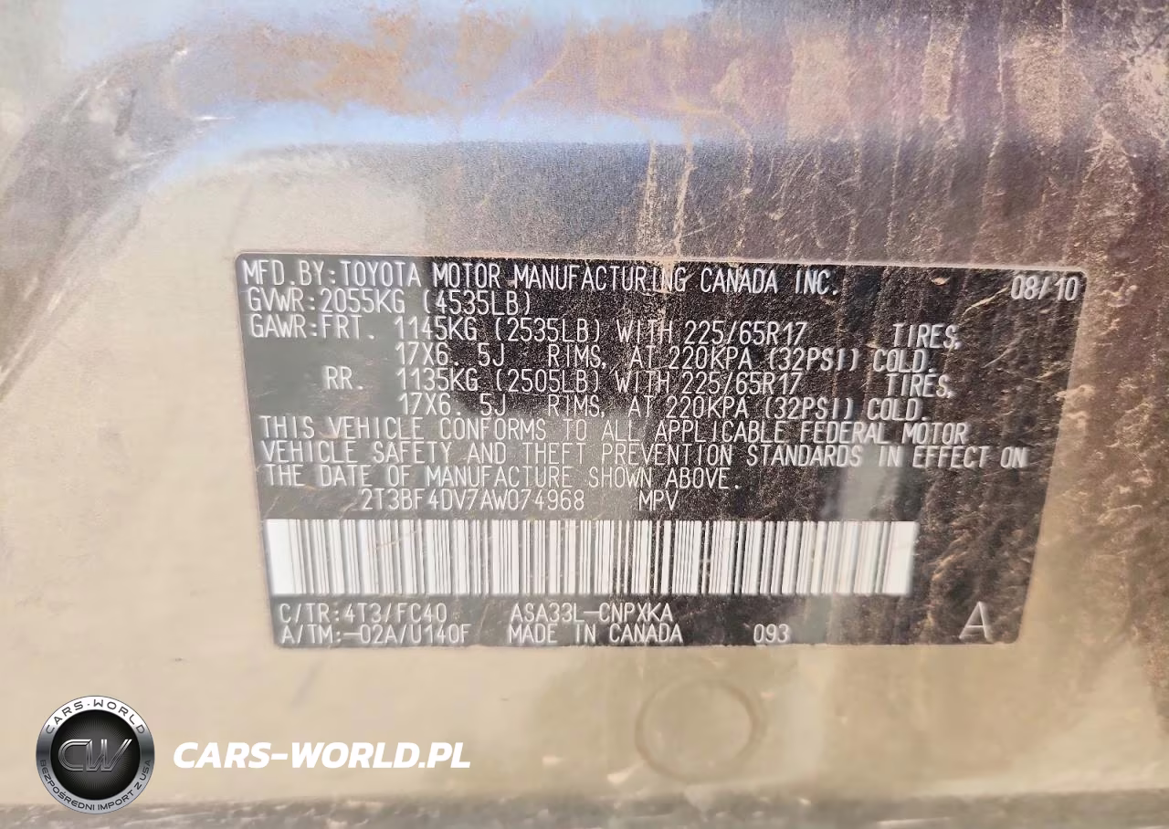 2010 Toyota Rav4 Base VIN:2T3BF4DV7AW074968 - 13