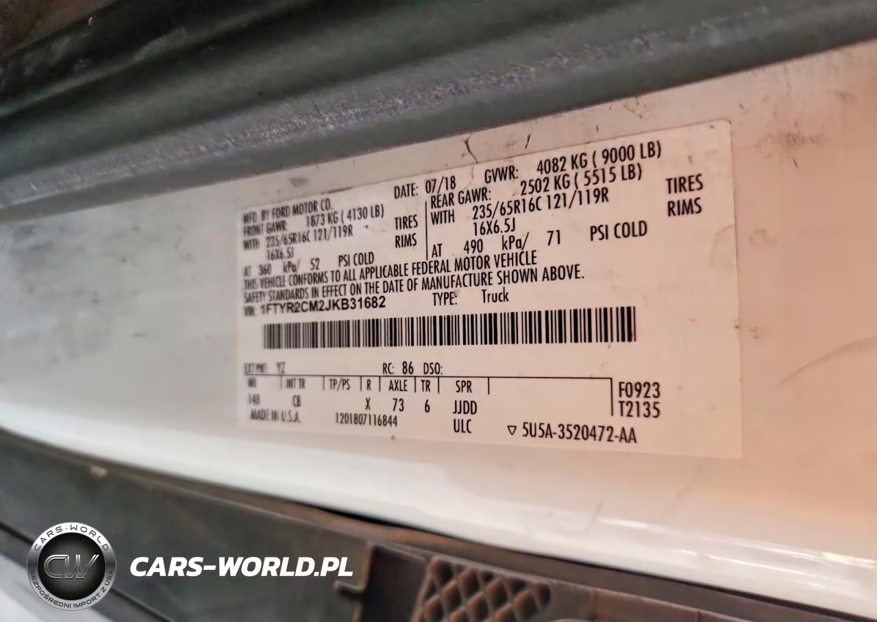 2018 Ford Transit T-250 VIN:1FTYR2CM2JKB31682 - 13